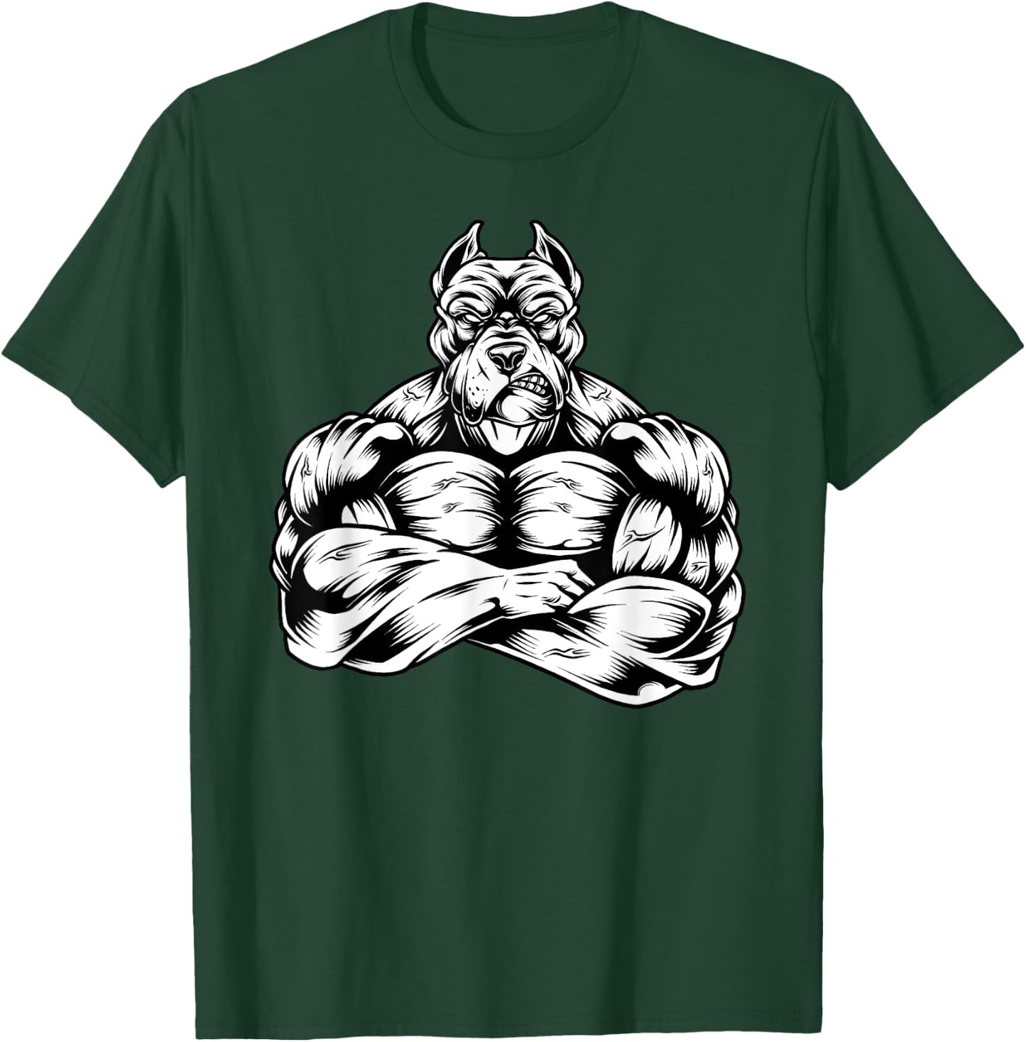 Muscles Pitbull dog lover workout Gym Fitness powerlifter T-Shirt - T-Shirt | Forest