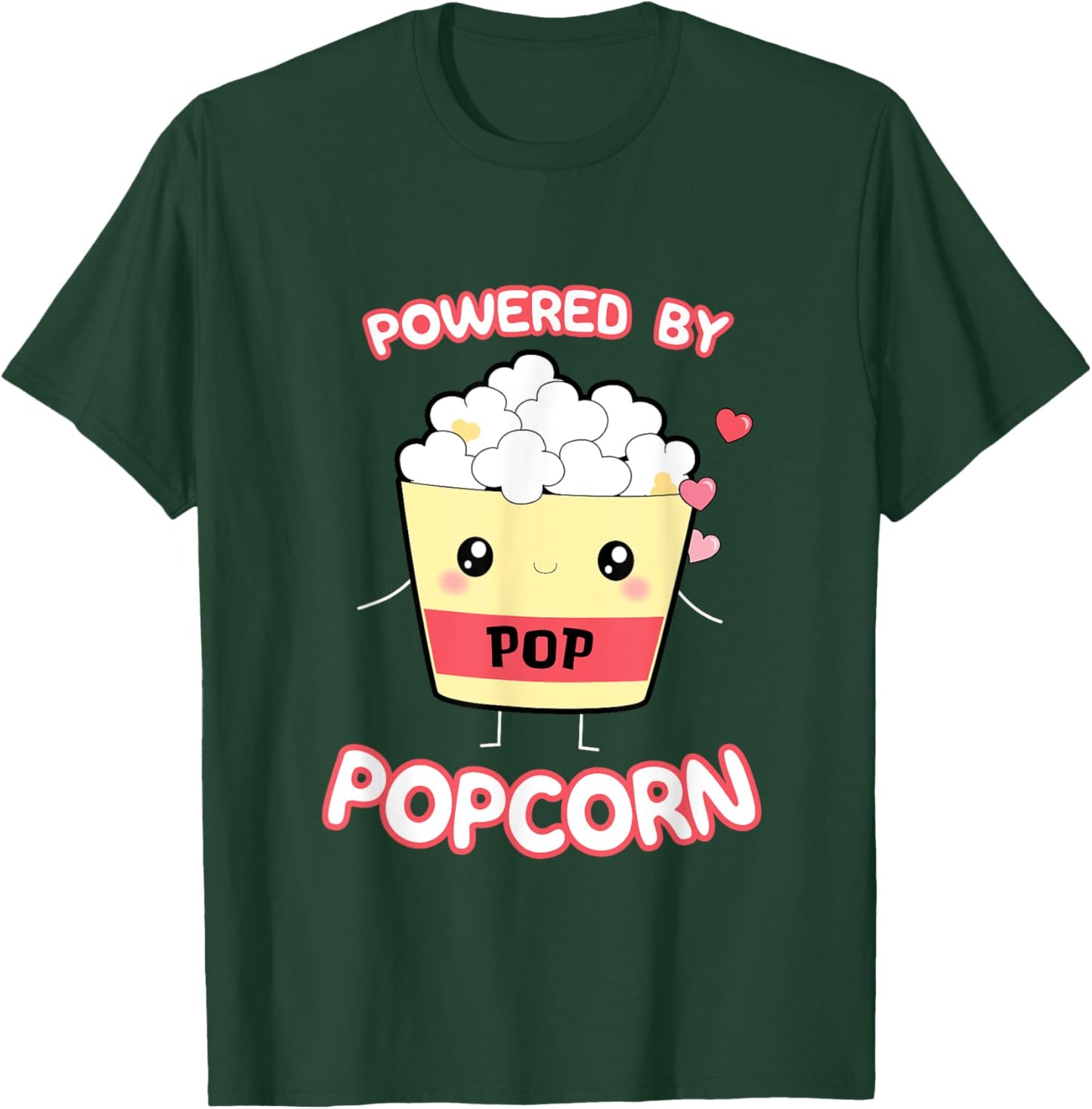 Powered By Popcorn, Cute Kawaii Popcorn Cartoon Otaku Top T-Shirt - T-Shirt | Forest