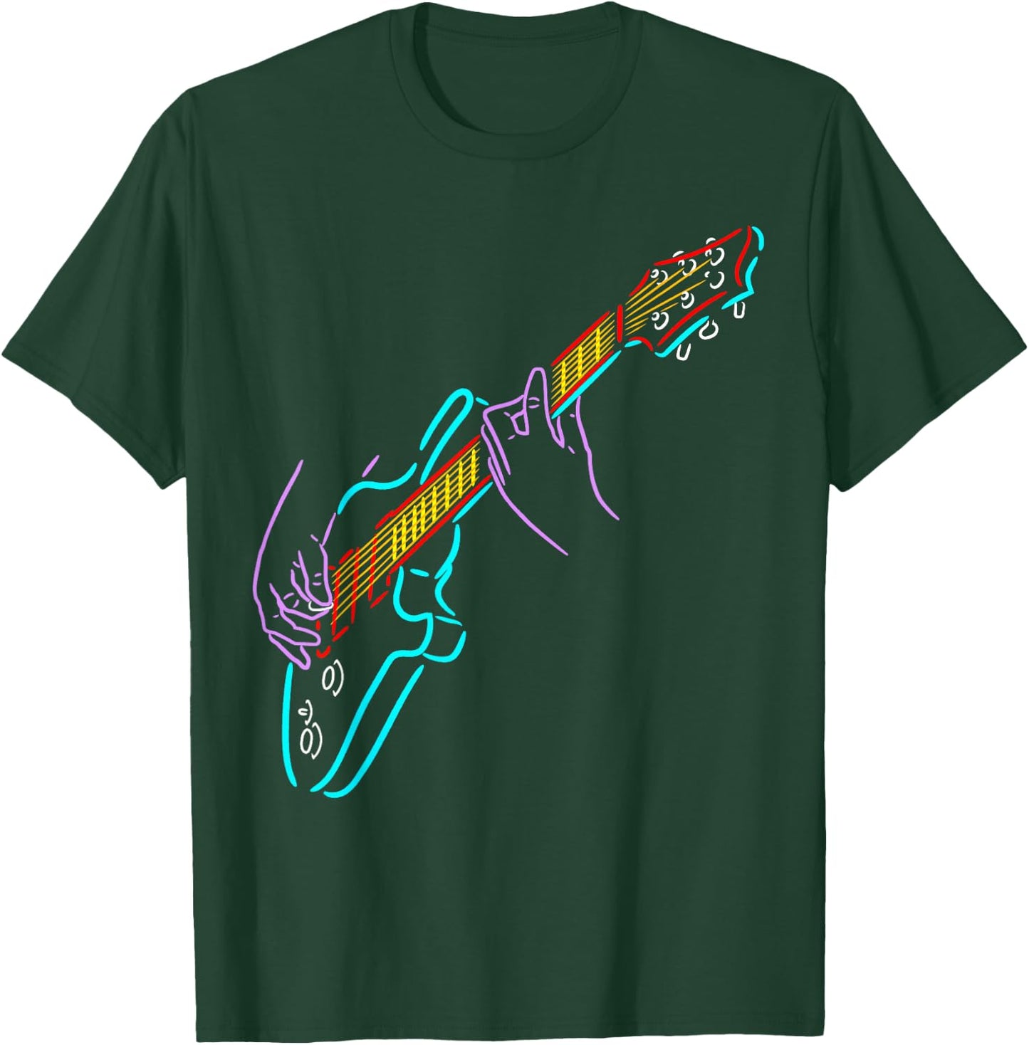 Colorful Bass Guitarist's Hands Rock and Roll Guitar Player T-Shirt - T-Shirt | Forest