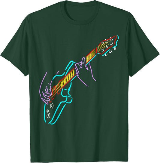 Colorful Bass Guitarist's Hands Rock and Roll Guitar Player T-Shirt - T-Shirt | Forest