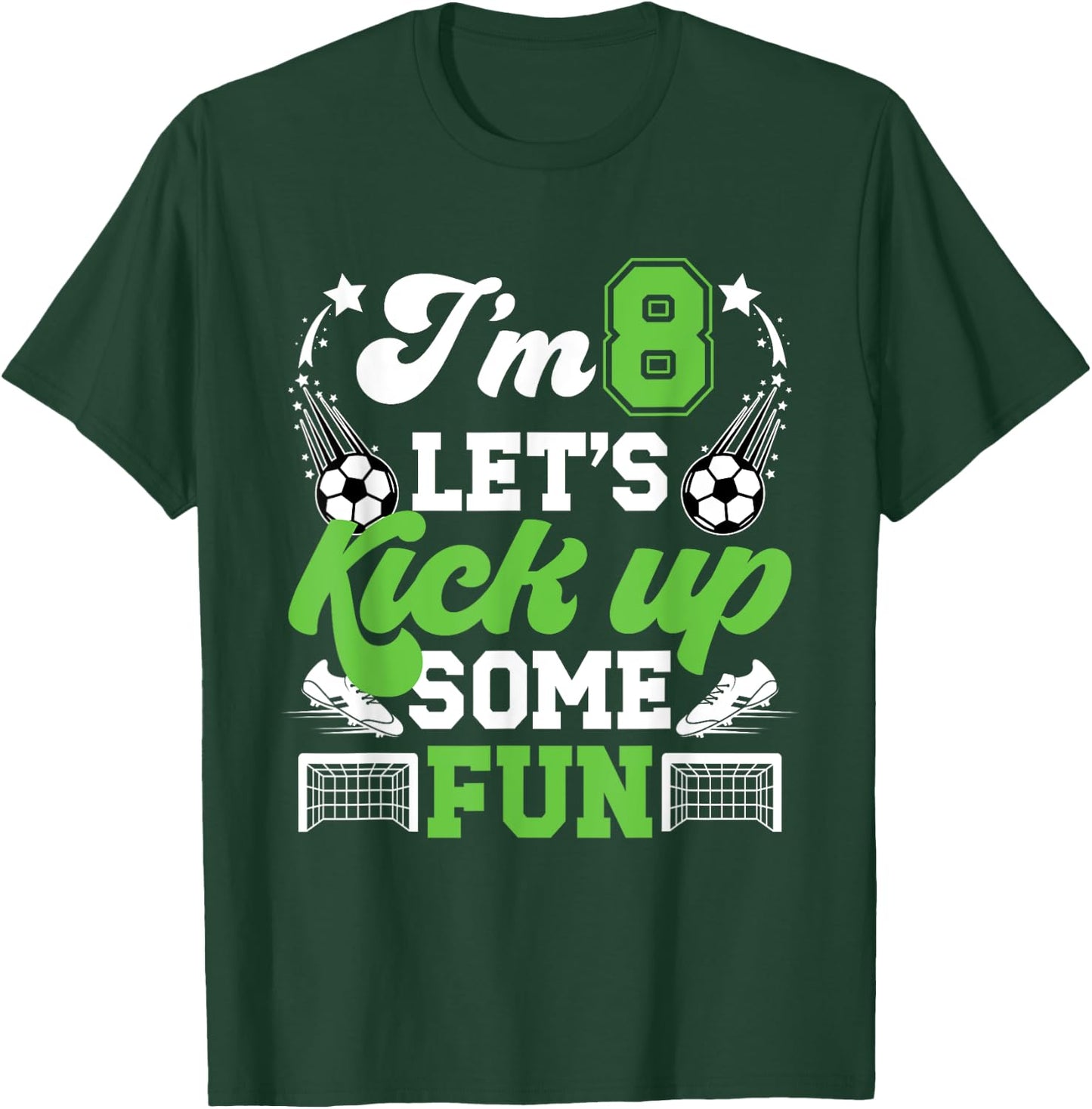 8th Birthday Soccer Boy Eight Year Old Soccer Player T-Shirt - T-Shirt | Forest