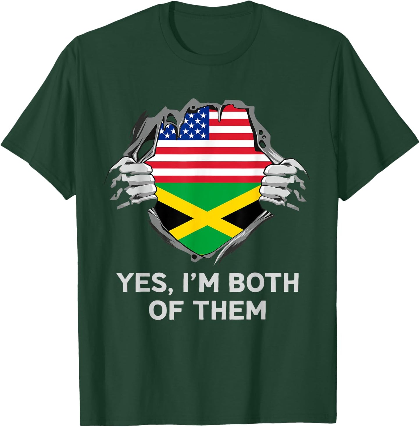 Half American Half Jamaican USA Jamaica Flag T-Shirt - T-Shirt | Forest