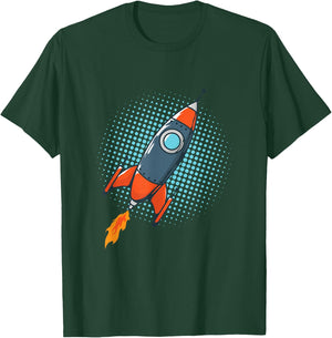 Rocket Comic Space Ship Moon Missile T-Shirt - T-Shirt | Forest