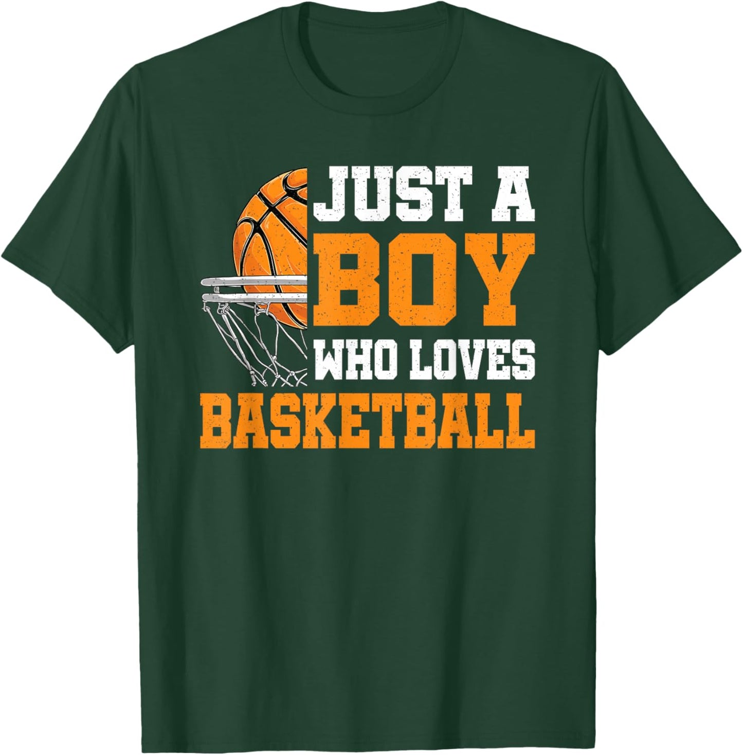 Just A Boy Who Loves Basketball Funny Basketball Boys Kids T-Shirt - T-Shirt | Forest