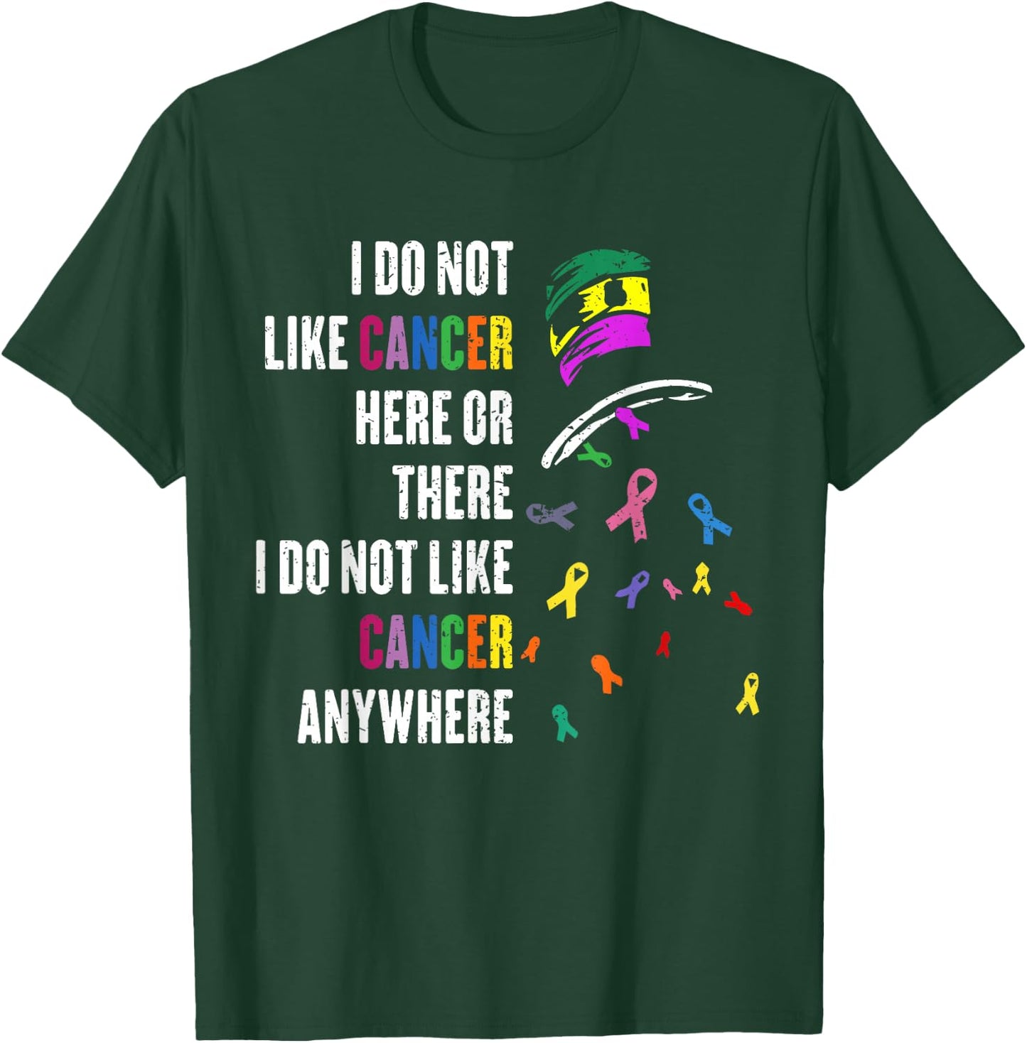 I Do Not Like Cancer There outfits -Adults Cancer Awareness Black Small Modern T-Shirt - T-Shirt | Forest