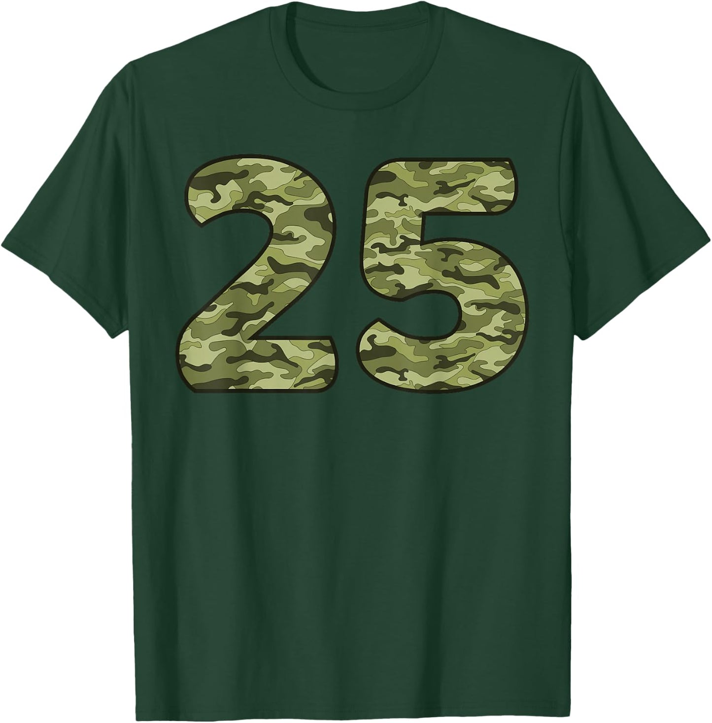 25 Year Old Birthday Camouflage Military 25th Birthday T-Shirt - T-Shirt | Forest