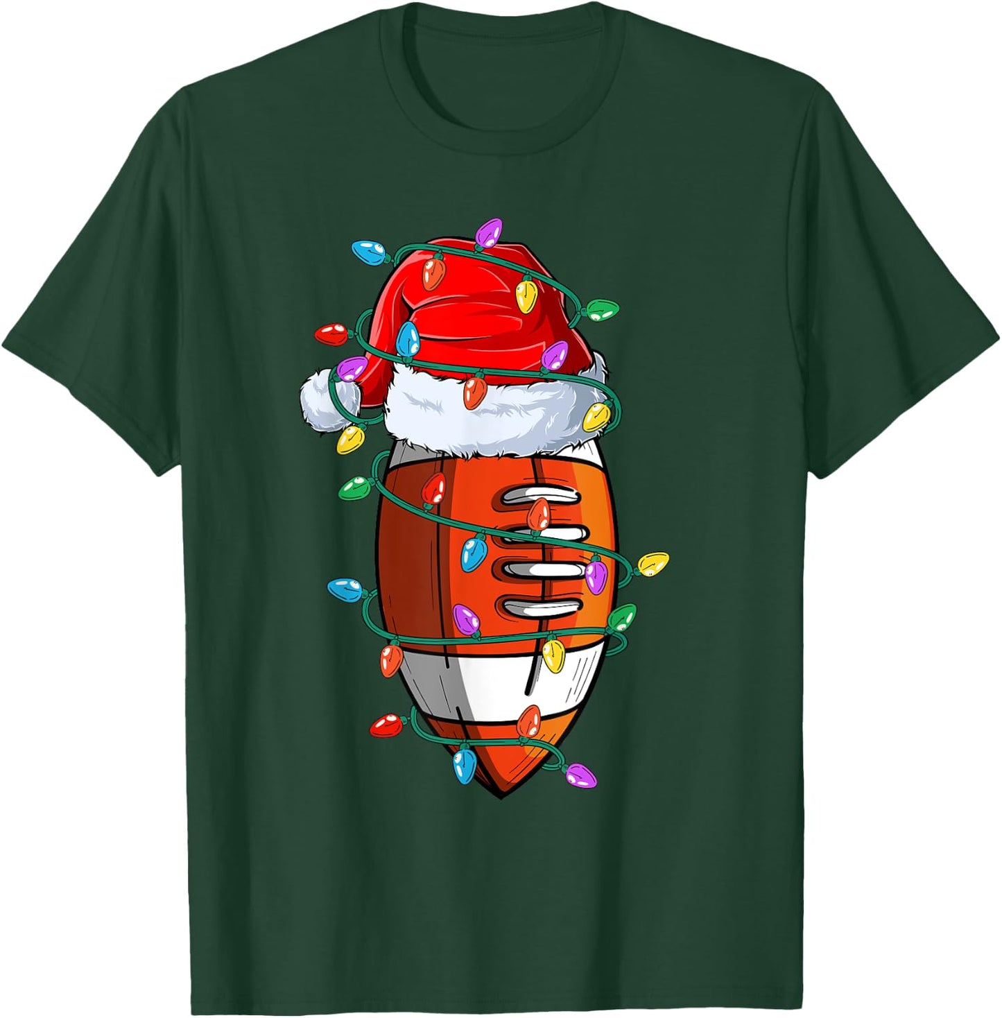 Christmas Football Xmas Santa Sports Hat Ball Kids Boys Men T-Shirt - T-Shirt | Forest