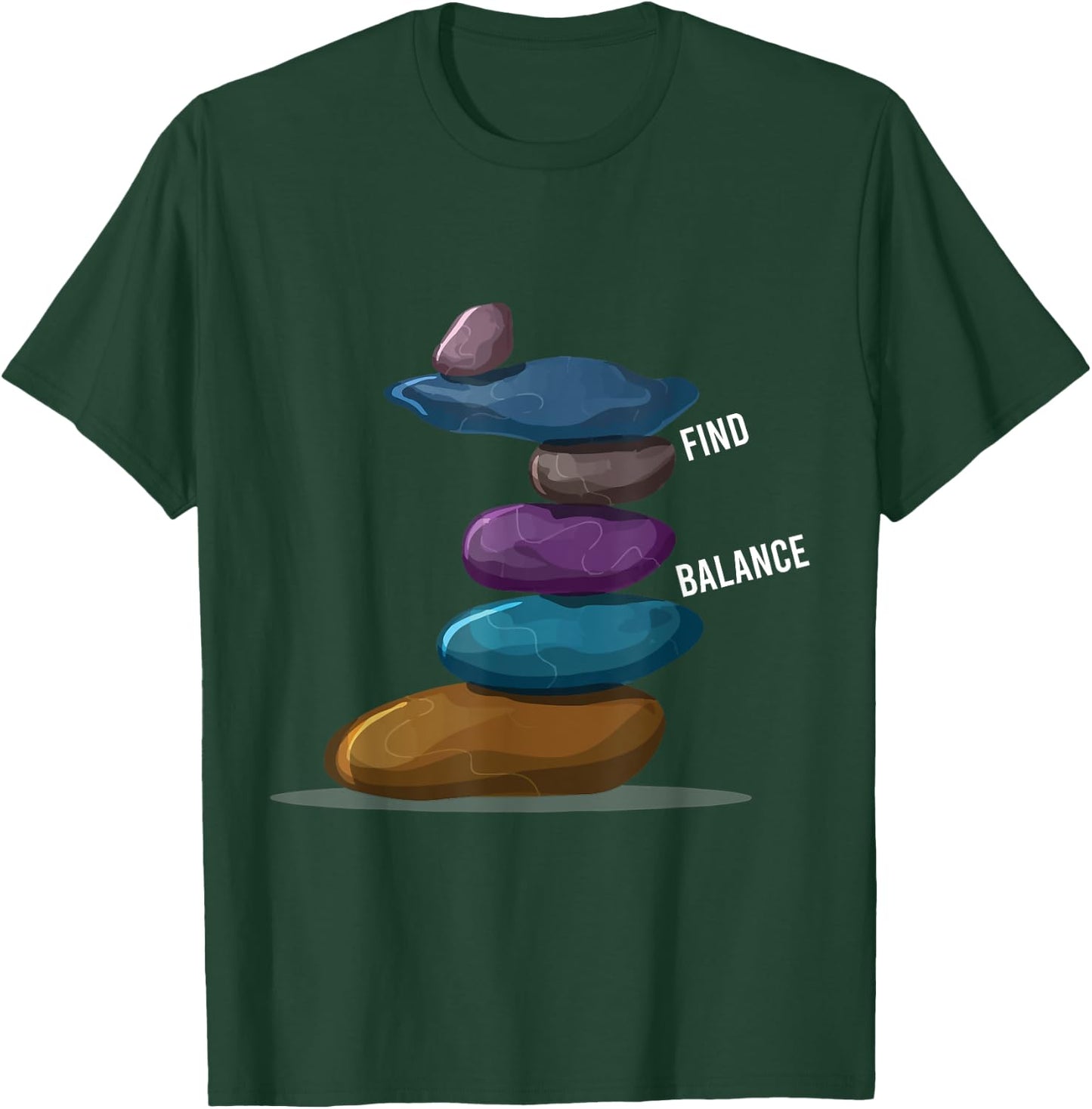 Find Balance Rock Stacks Of Rock Balancing Rock Stacking T-Shirt - T-Shirt | Forest