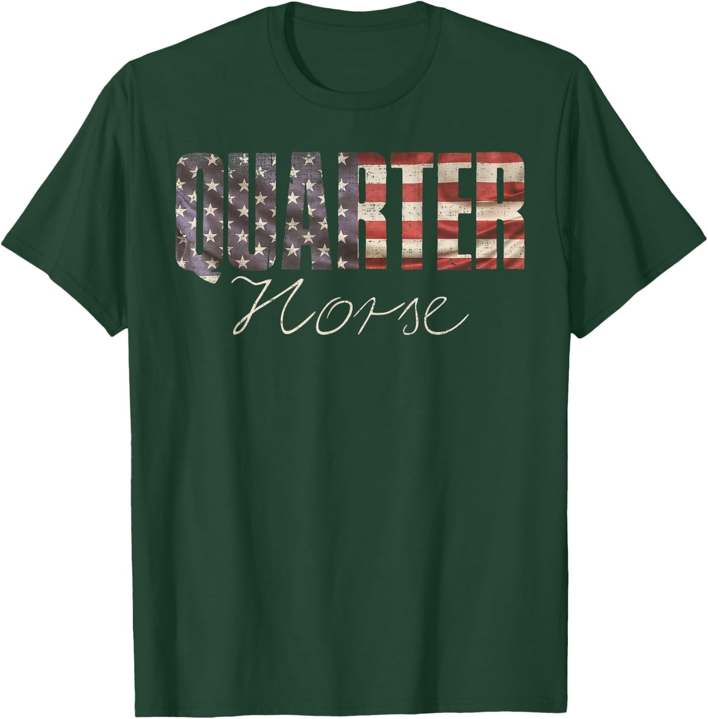 American Quarter Horse With USA Flag, Horseback Riding T-Shirt - T-Shirt | Forest