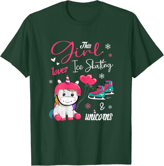 Ice Skating - This Girl Loves Ice Skating And Unicorns T-Shirt - T-Shirt | Forest