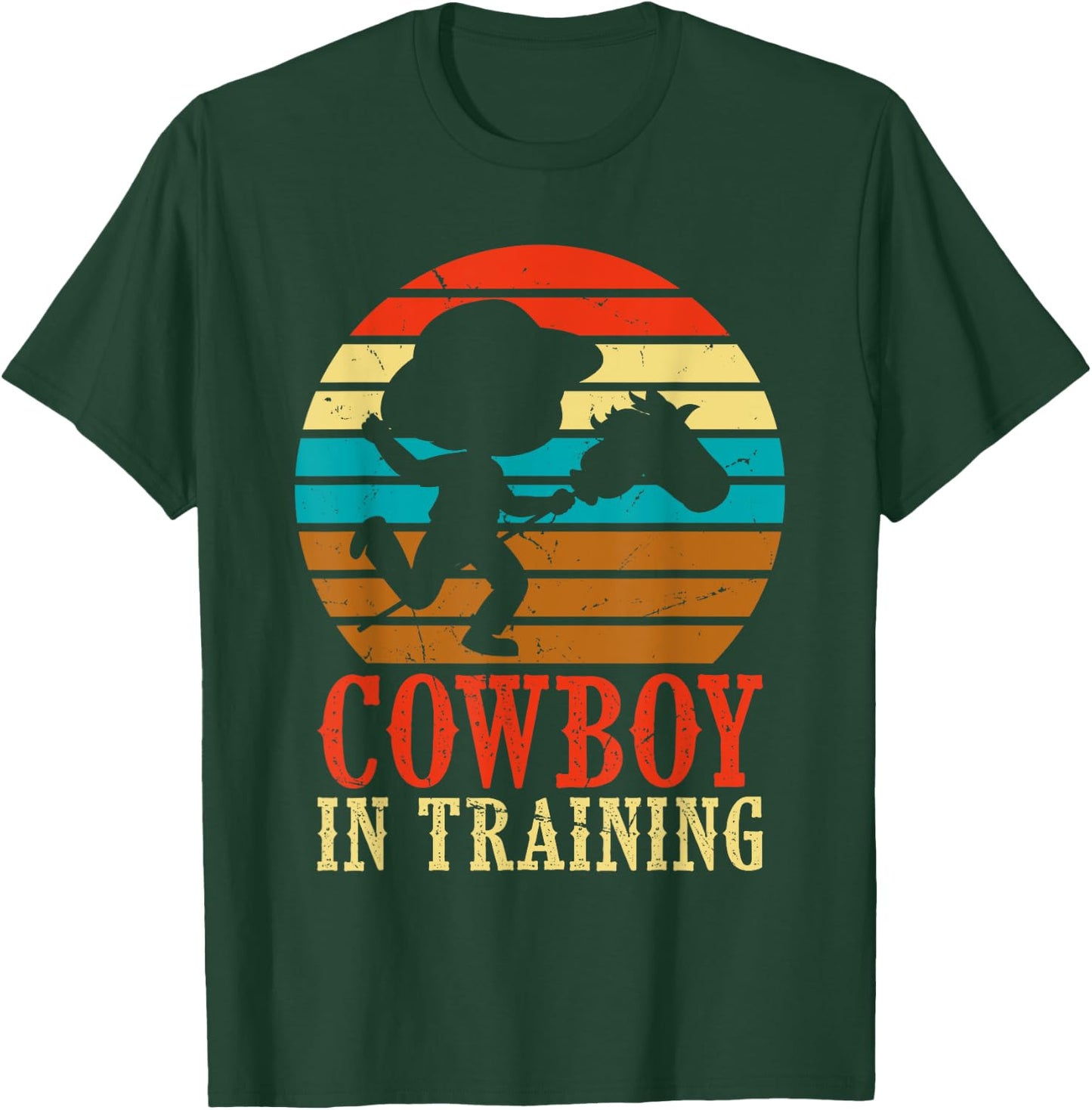 Kids Cowboy in Training Cute Future Rodeo Boy Wooden Horse T-Shirt - T-Shirt | Forest