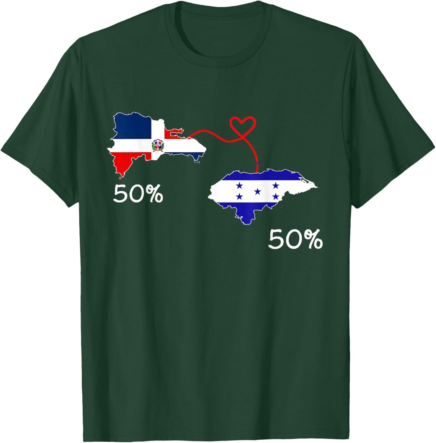 Half Dominican Half Honduran Flag Map Love Honduras RD Pride T-Shirt - T-Shirt | Forest