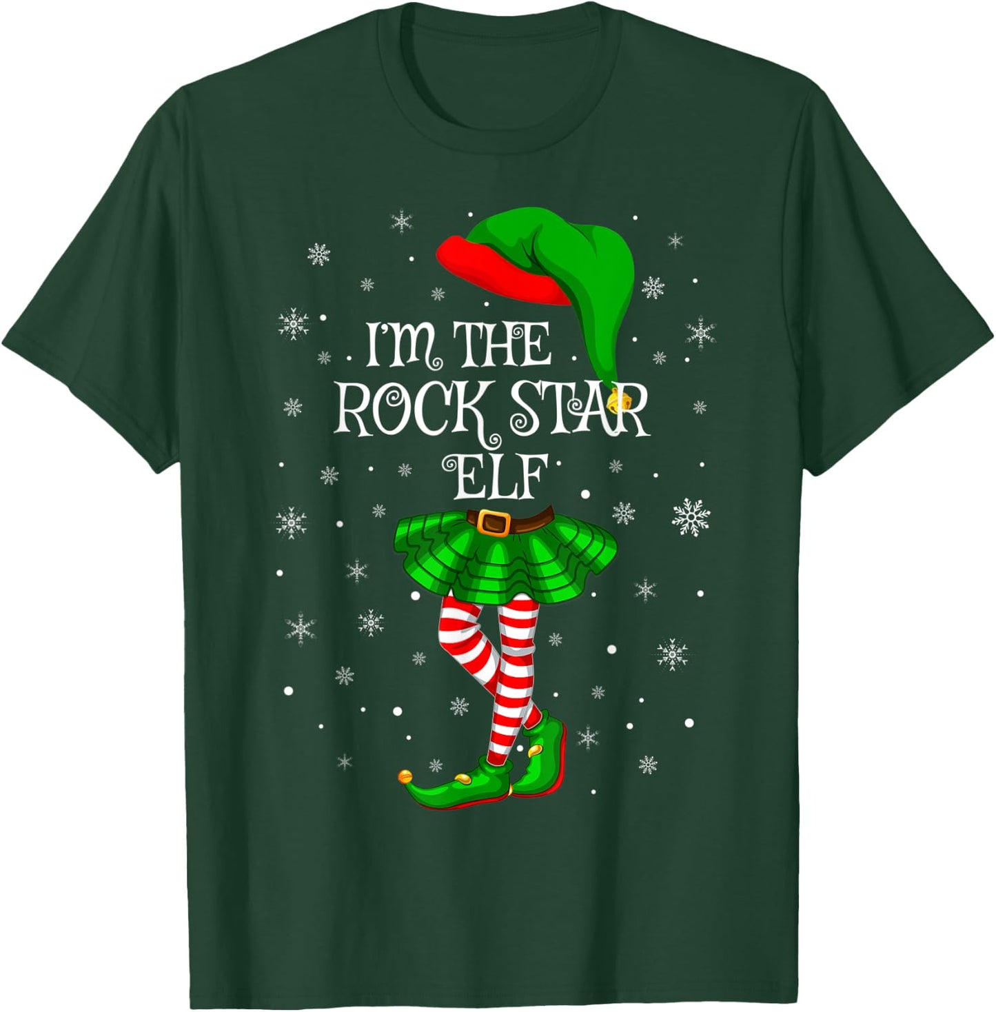 Family Matching Women Girls I'm The Rock Star Elf Christmas T-Shirt - T-Shirt | Forest