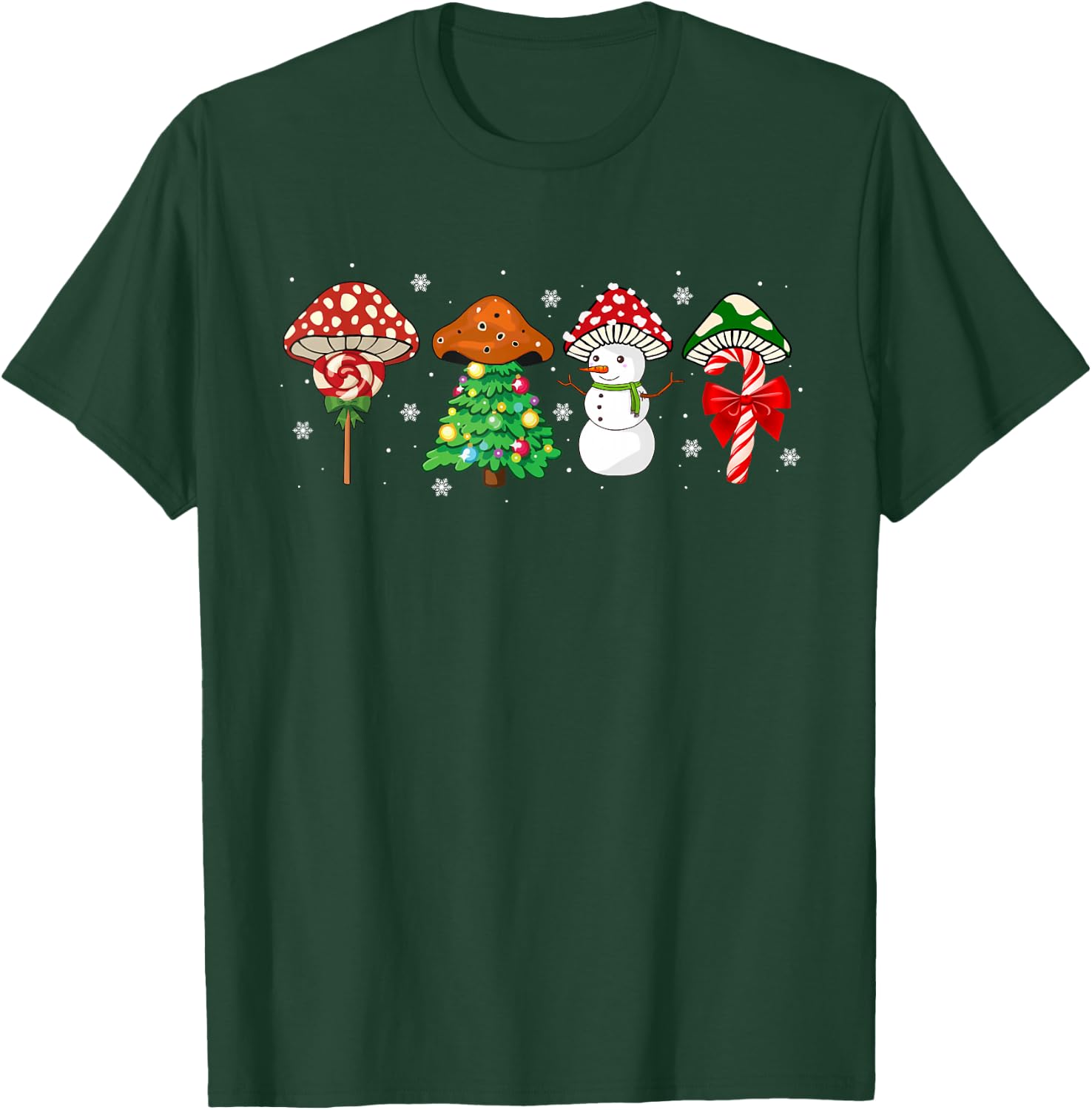 Cute Mushroom Christmas, Amanita Muscaria Xmas Plant Lover T-Shirt - T-Shirt | Forest