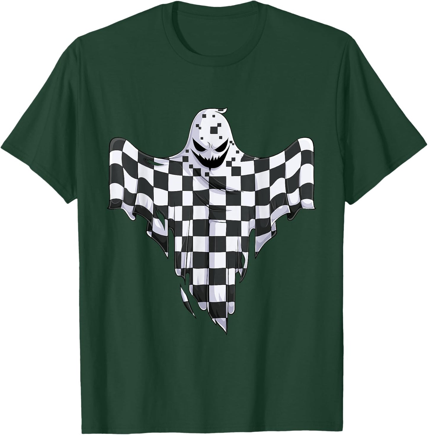 Ghost Halloween Kids Toddler Youth Race car Pit Crew T-Shirt - T-Shirt | Forest