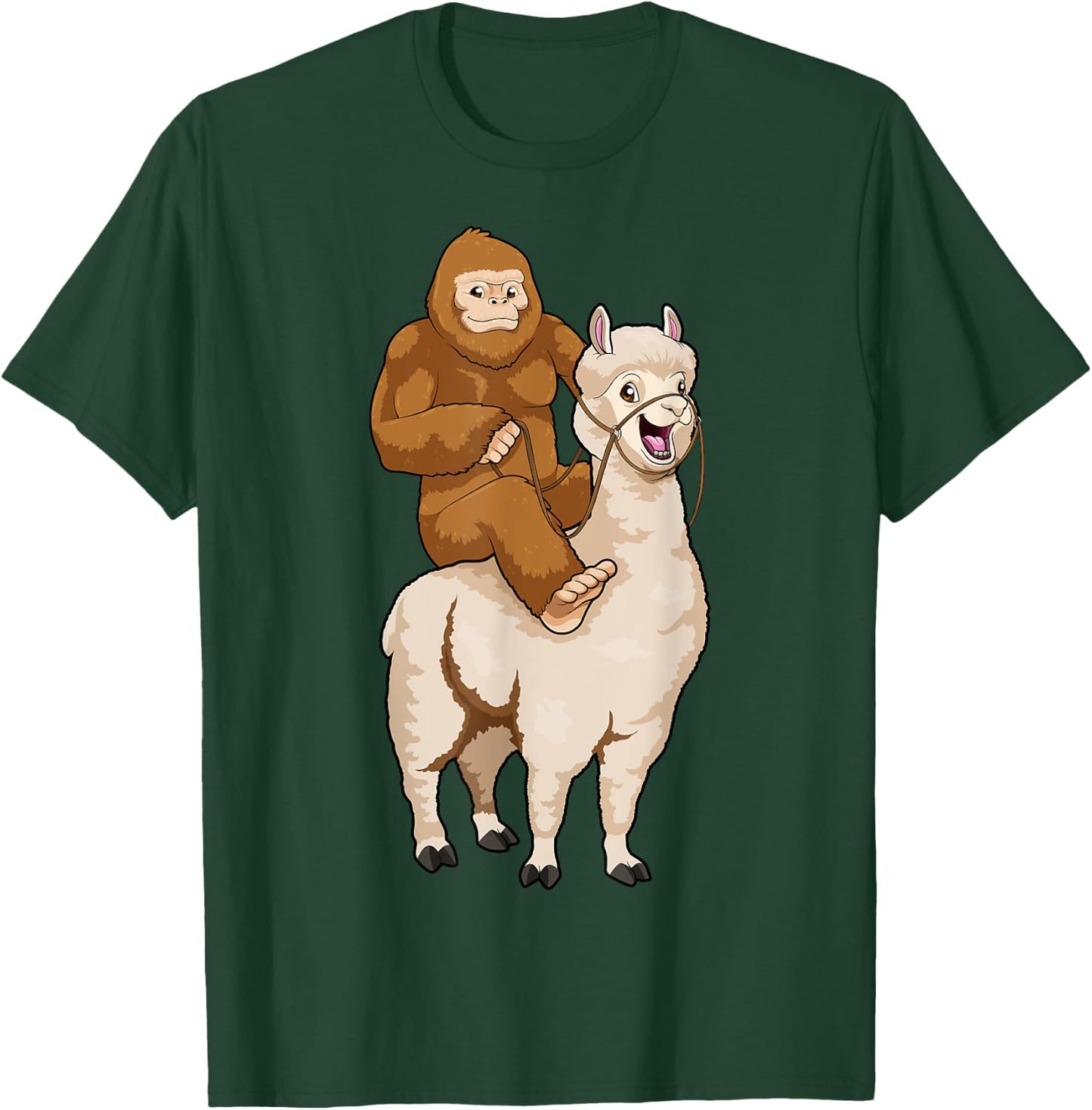 Bigfoot Riding Llama Sasquatch Cryptozoology Cryptid Farmer T-Shirt - T-Shirt | Forest