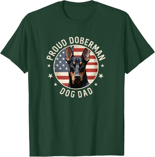 Doberman Pinscher Gifts American Flag Proud Doberman Dog Dad T-Shirt - T-Shirt | Forest