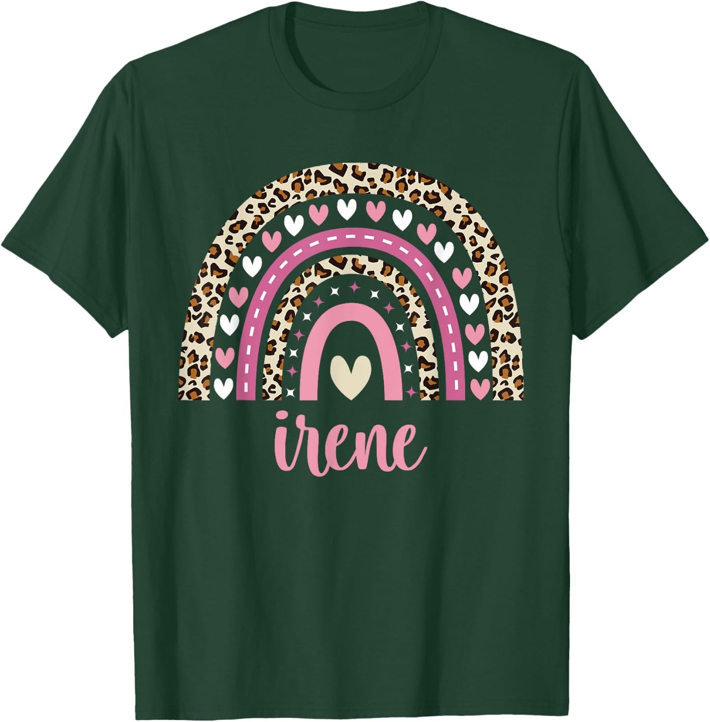 Irene Rainbow Leopard Personalized Irene Birthday T-Shirt - T-Shirt | Forest