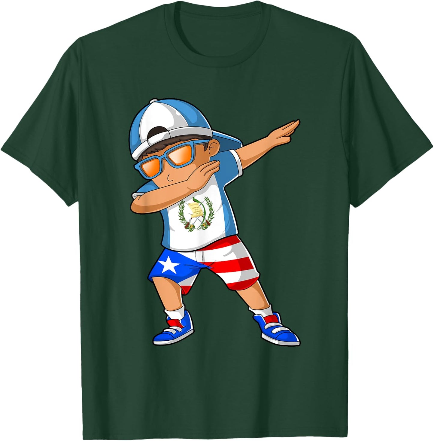 Half Guatemalan Half Puerto Rican Boy Guatemala Flag T-Shirt - T-Shirt | Forest