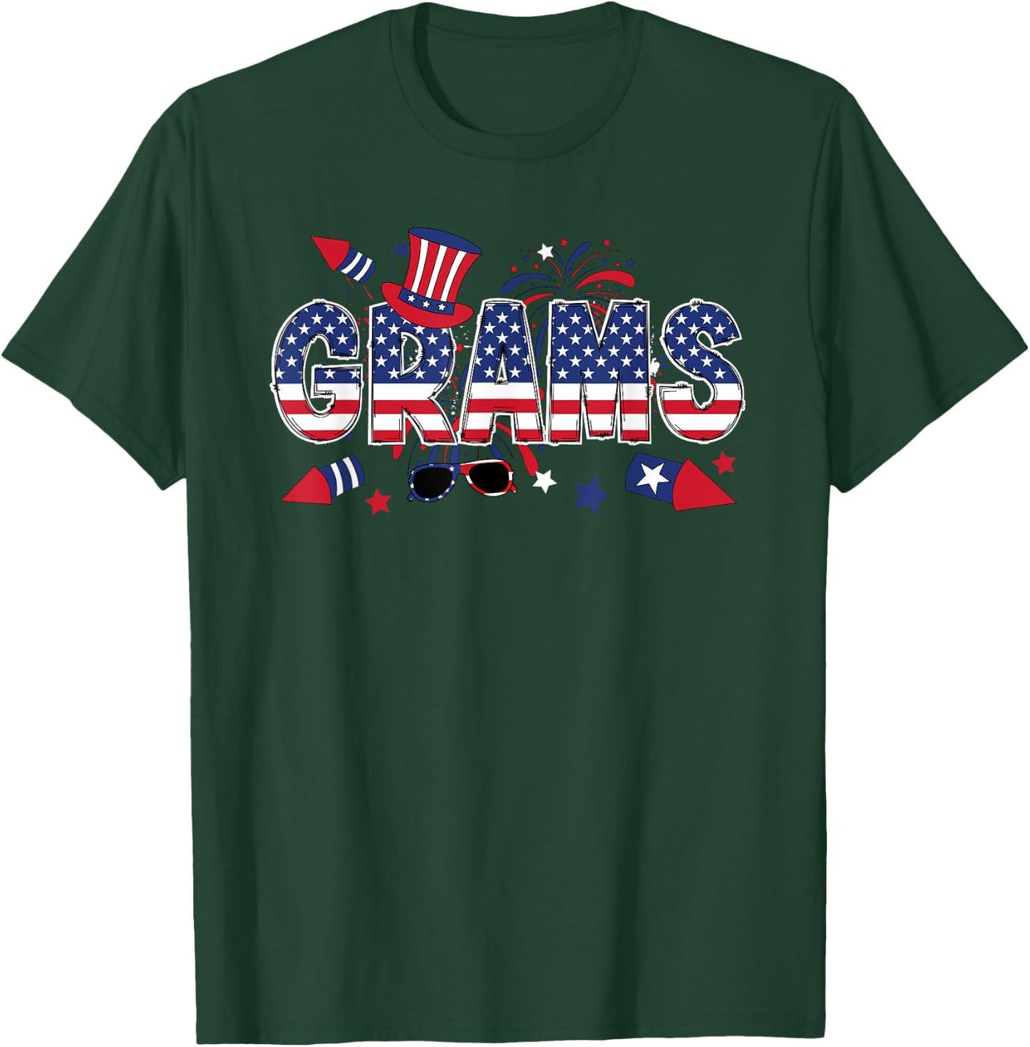 4th Of July Grams Grandmother American Flag Grams Grandma Women Men T-Shirt - T-Shirt | Forest