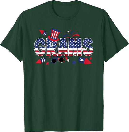 4th Of July Grams Grandmother American Flag Grams Grandma Women Men T-Shirt - T-Shirt | Forest
