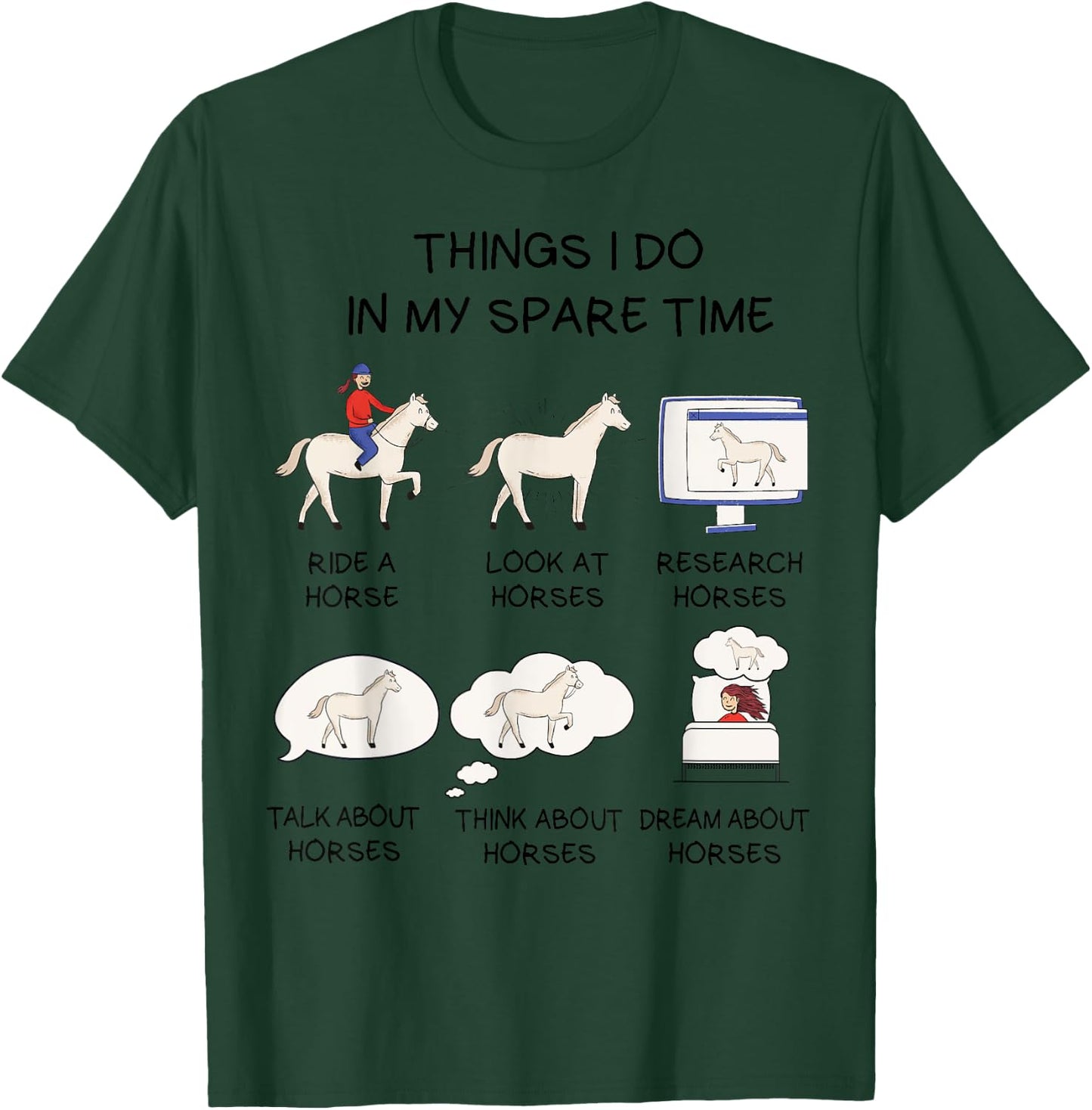 Horse Shirt For Girls Teens Women Horse Riding T-Shirt - T-Shirt | Forest