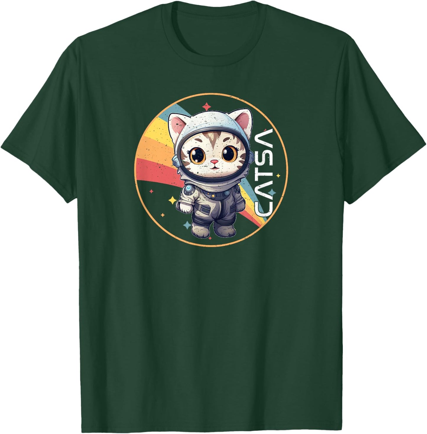 CATSA Cat Astronaut in Space | Cute Kitten & Astronomy Lover T-Shirt - T-Shirt | Forest