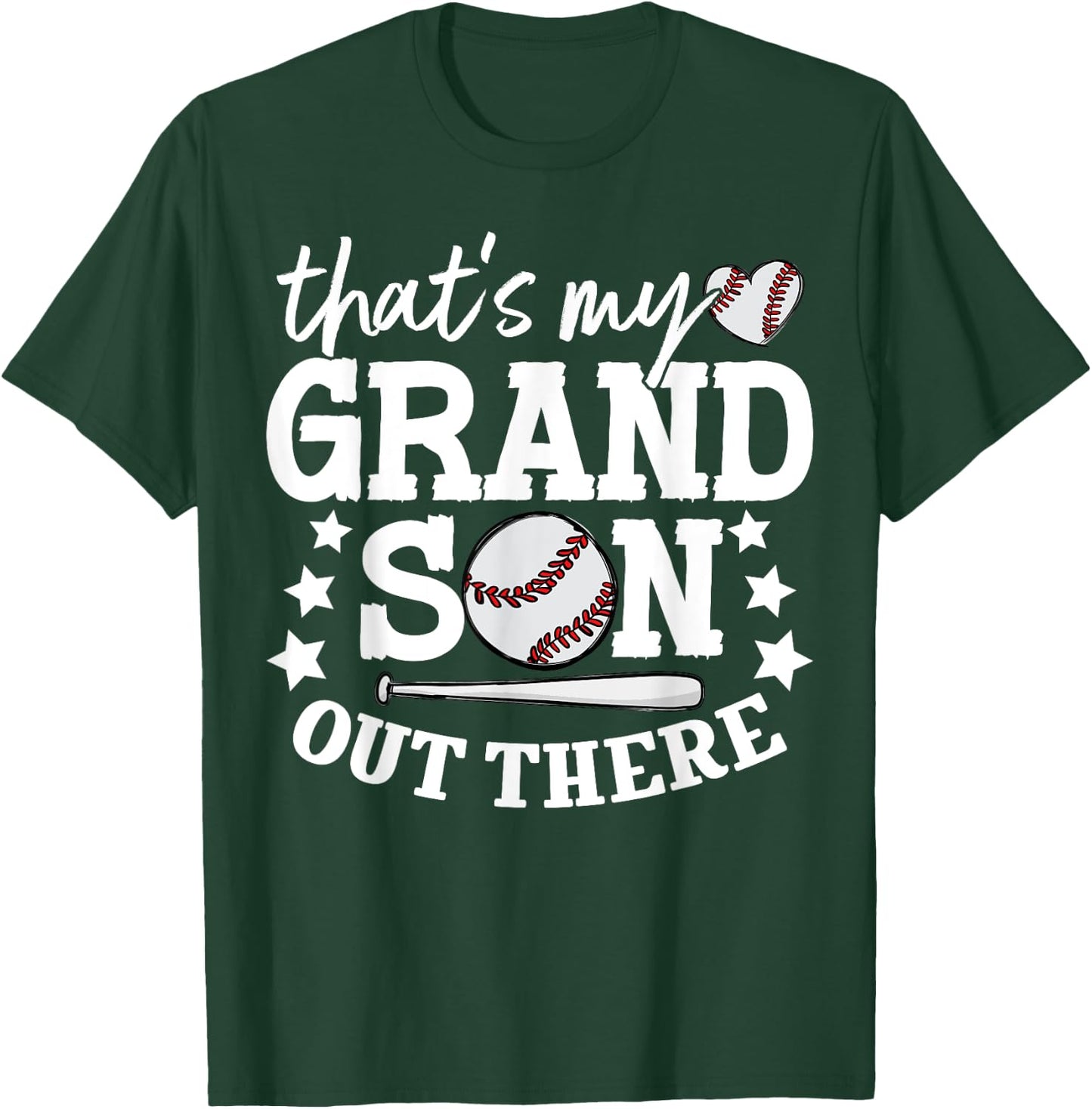 That's My Grandson Out There Women Baseball Grandma T-Ball T-Shirt - T-Shirt | Forest