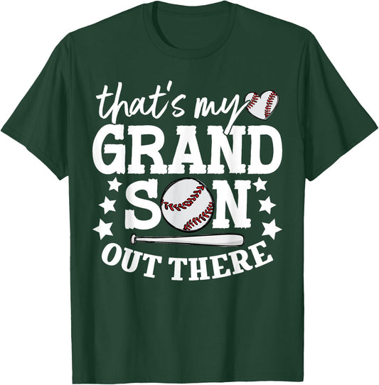 That's My Grandson Out There Women Baseball Grandma T-Ball T-Shirt - T-Shirt | Forest