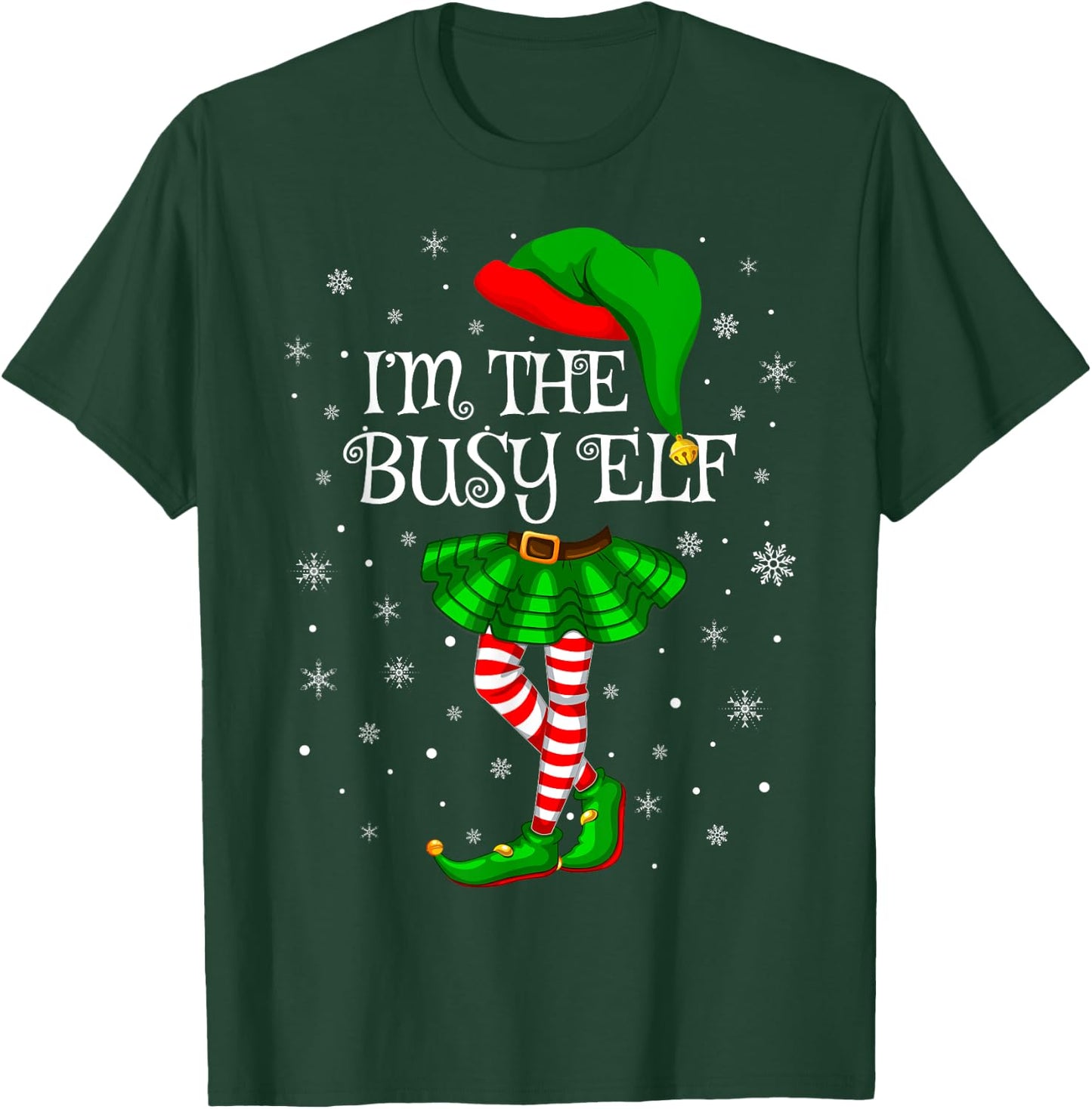 Matching Family Group I'm The Busy Elf Christmas T-Shirt - T-Shirt | Forest