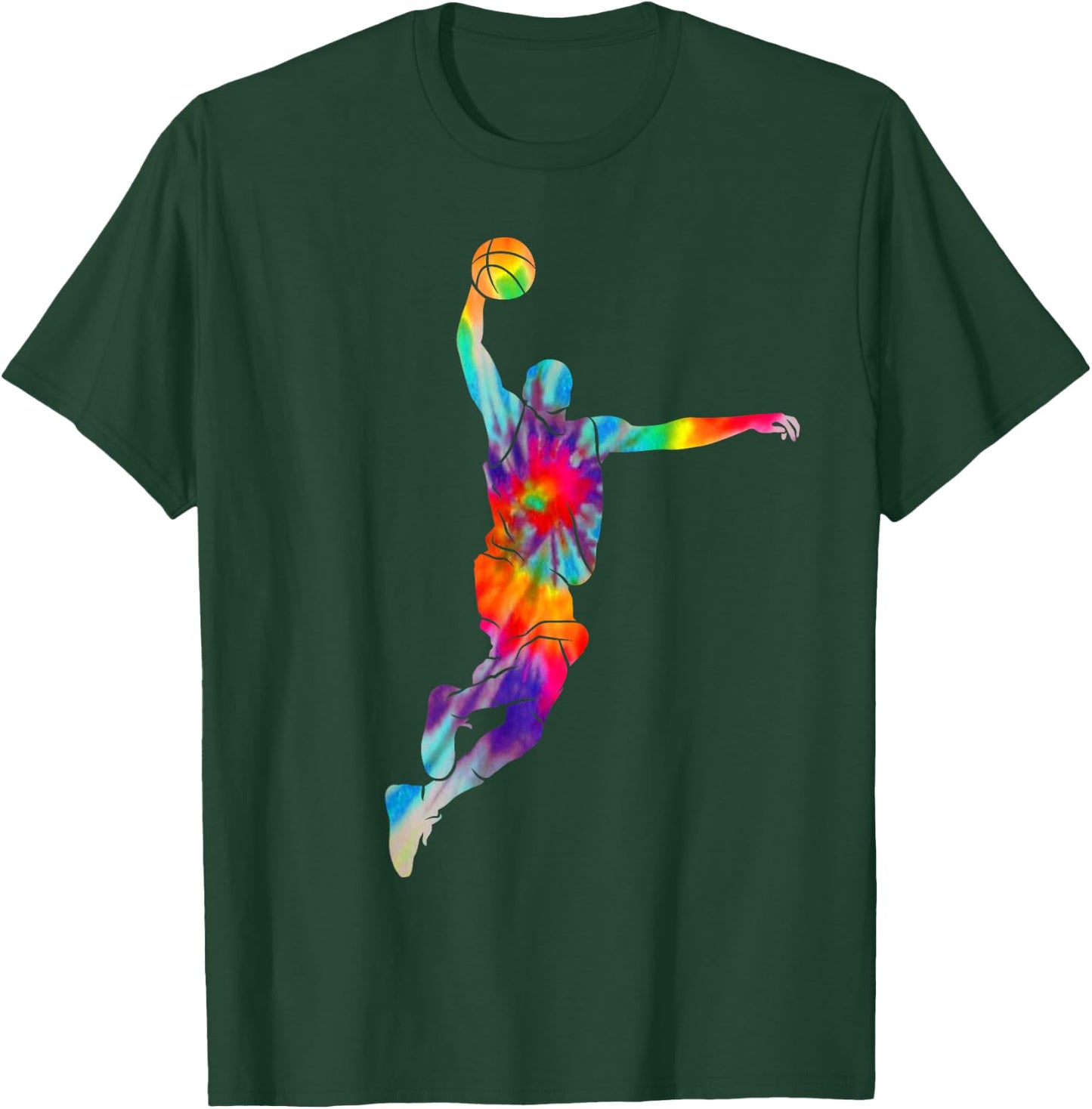 Basketball Player Tie Dye Vintage Bball Coach Fan T-Shirt - T-Shirt | Forest