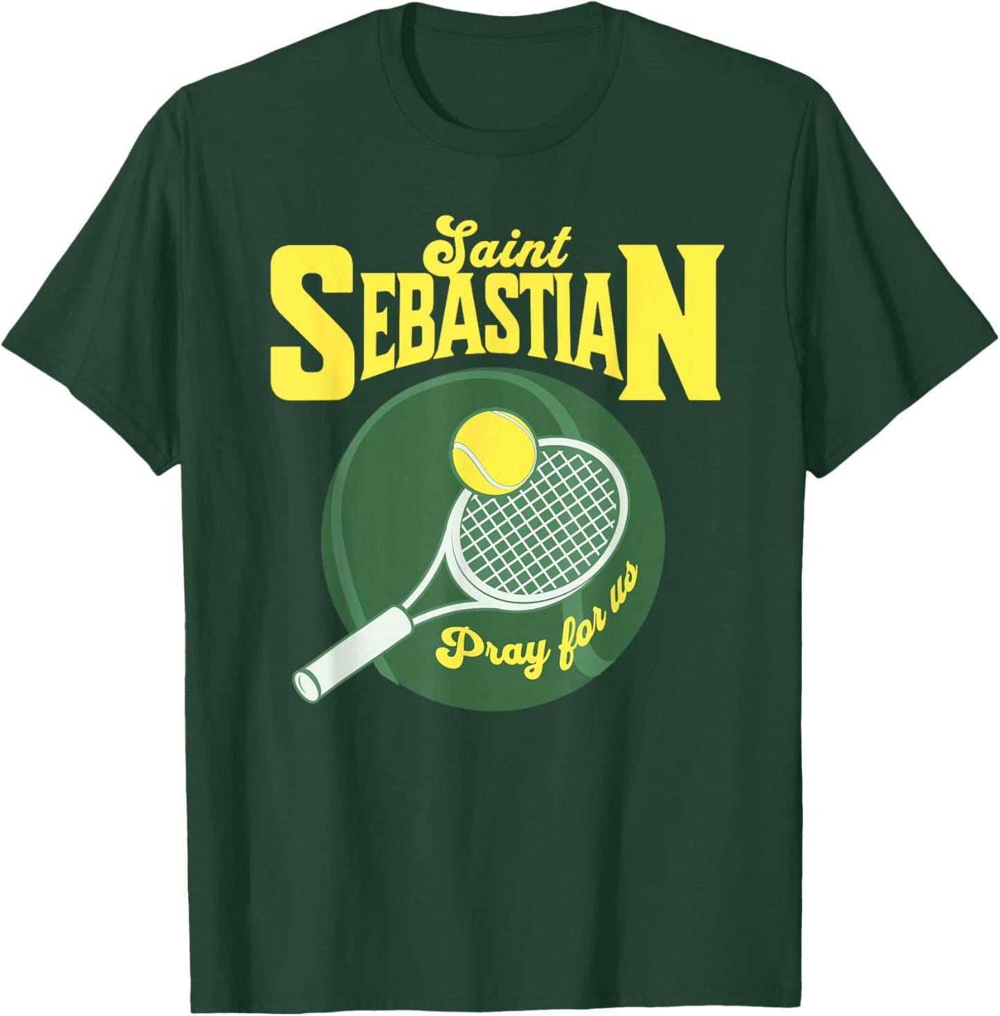 St Sebastian Patron Saint of Sports Athletes Tennis Racket T-Shirt - T-Shirt | Forest