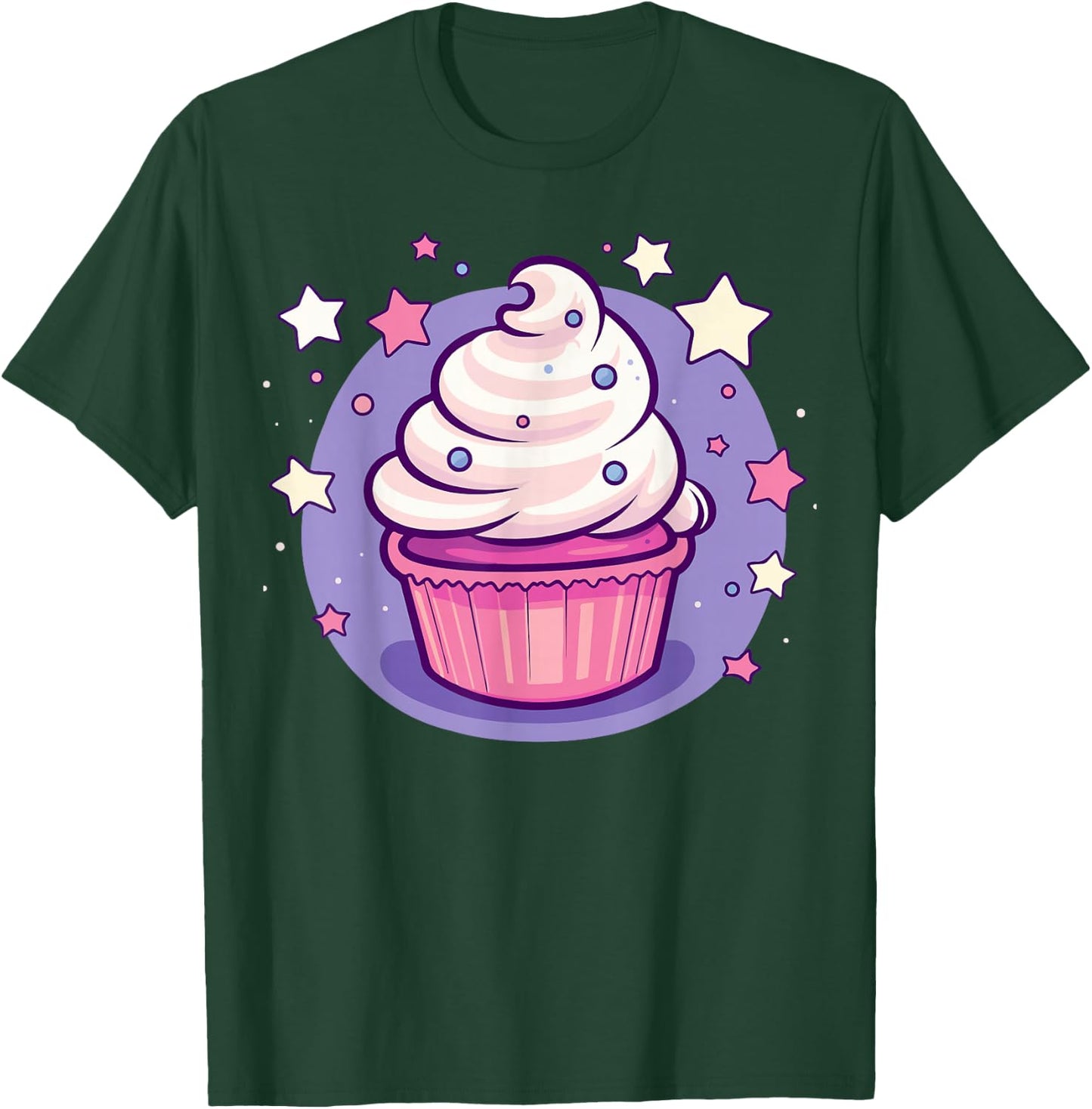 Cupcake Cute Pastel Kawaii Celestial Stars Baking Dessert T-Shirt - T-Shirt | Forest