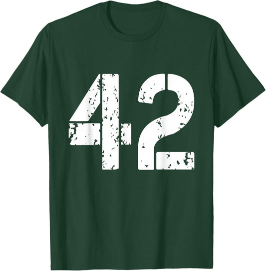 Number 42 Varsity Team - 42th Birthday & 42 Years Old T-Shirt - T-Shirt | Forest