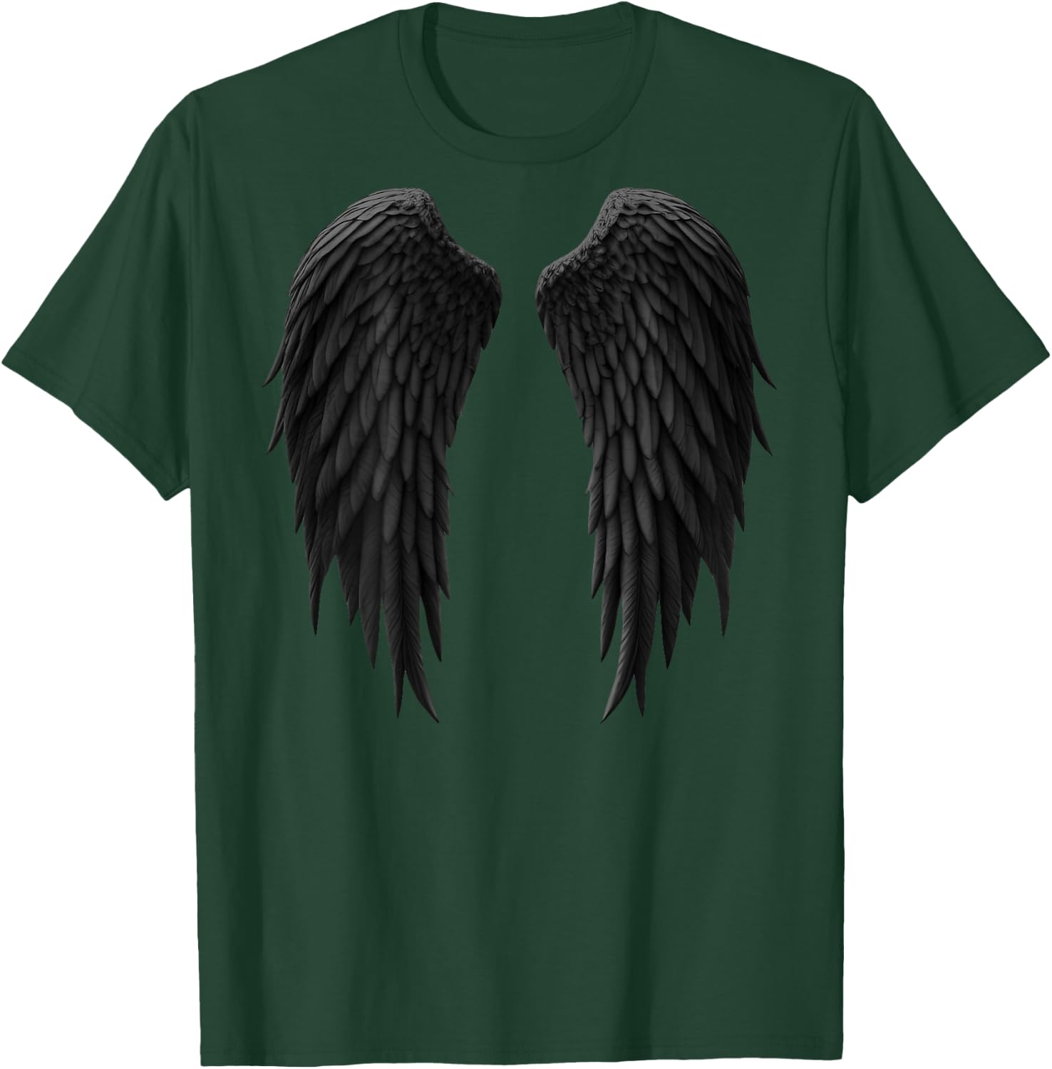 Realistic Black Dark Angel Wings on the Back T-Shirt - T-Shirt | Forest