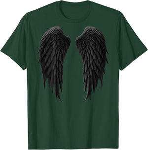 Realistic Black Dark Angel Wings on the Back T-Shirt - T-Shirt | Forest