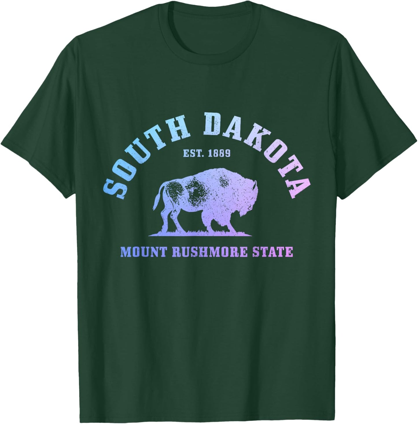 South Dakota East 1889 Mount Rushmore State Bison Vintage T-Shirt - T-Shirt | Forest