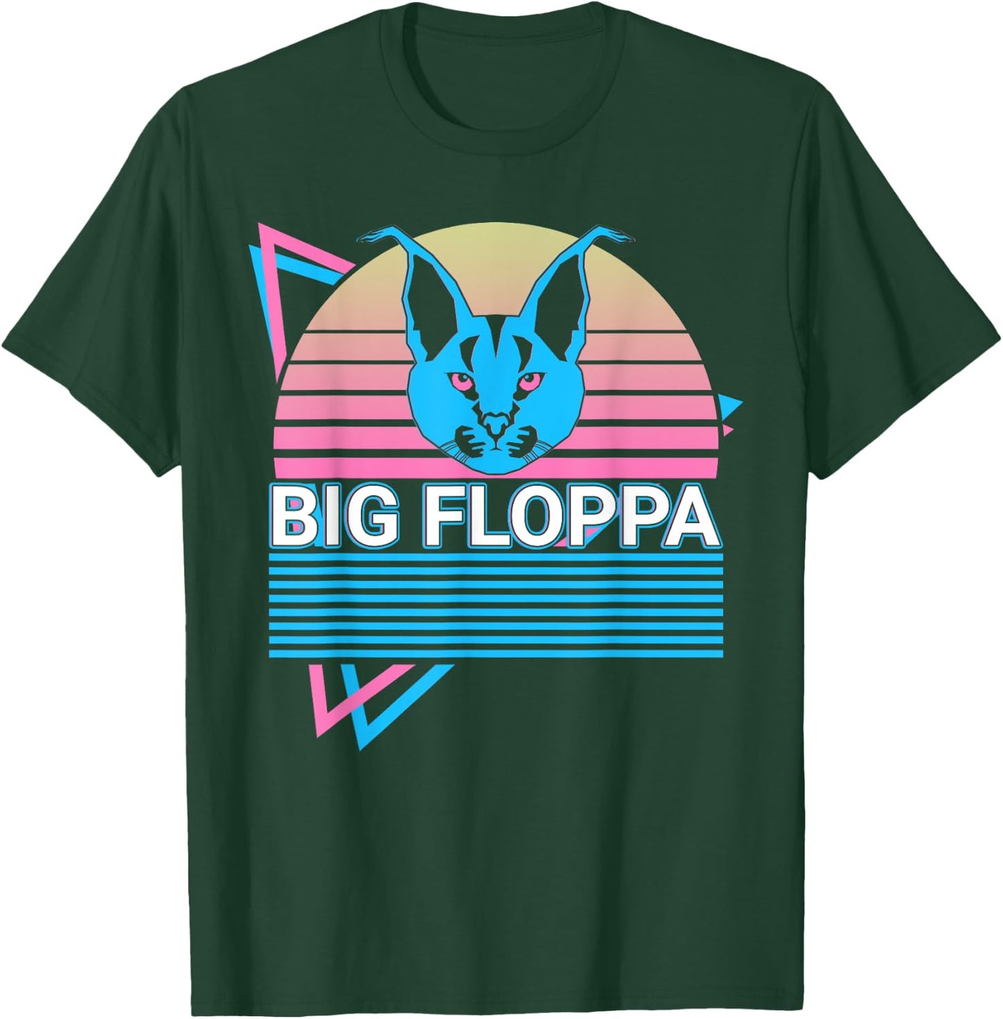 Big Floppa Caracal Cat Meme Retro Men Women Girls Kids T-Shirt - T-Shirt | Forest