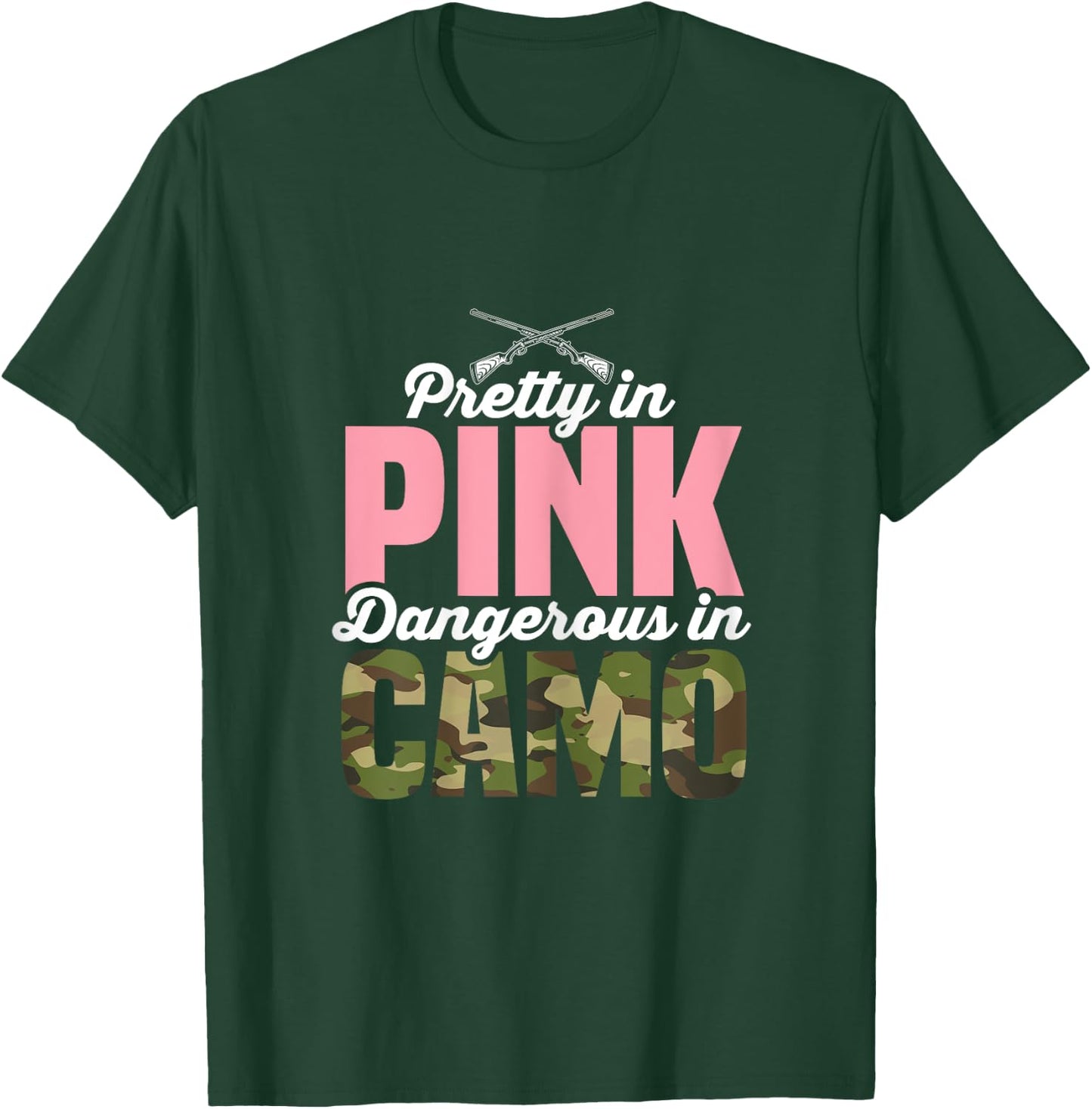 Funny Hunting Lover Pink Camo Graphic Women Hunting T-Shirt - T-Shirt | Forest