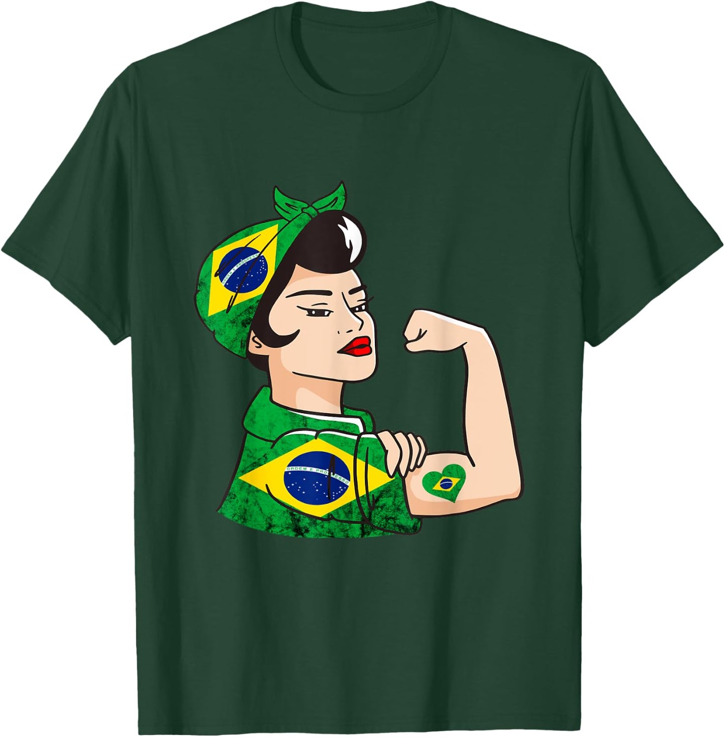 Strong Brazilian Woman Brazil Brazilian Roots Brazilian Flag T-Shirt - T-Shirt | Forest