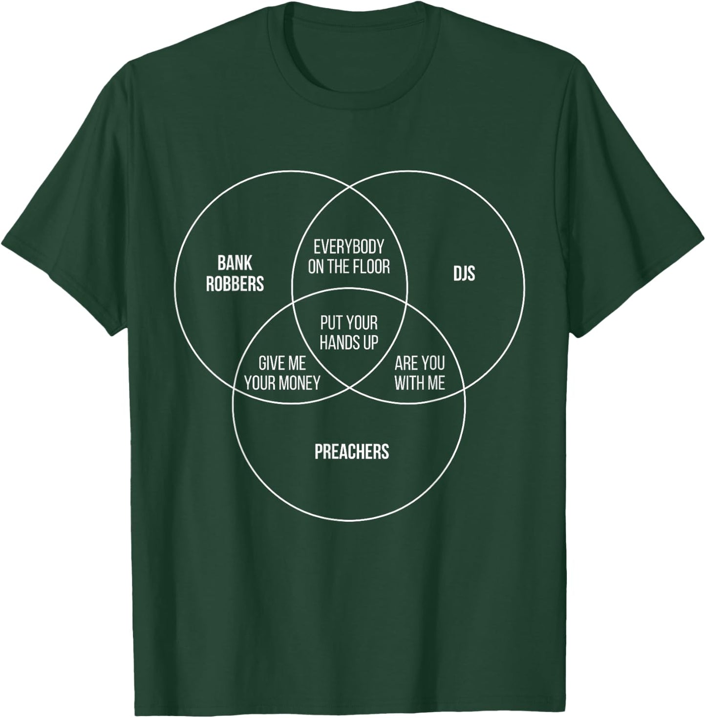Funny DJs Shirt Preacher Bank Robber Funny Venn Diagram T-Shirt - T-Shirt | Forest