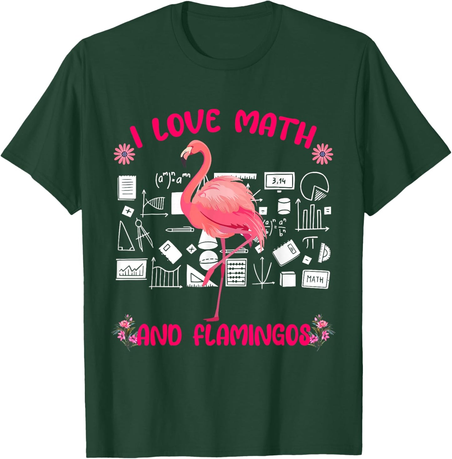 I Love Math and Flamingos Matching Math Teacher Students Women Kids T-Shirt - T-Shirt | Forest