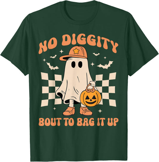 Halloween Ghost No Diggity Bout to Bag it Up Toddler Kids T-Shirt - T-Shirt | Forest