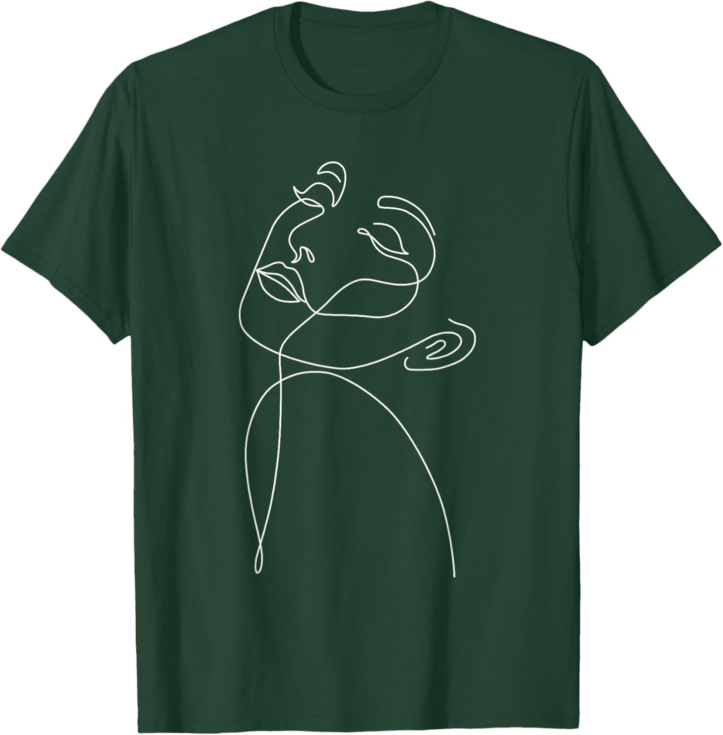 Face Line Art, Illustration, One Line Drawing, Minimalist T-Shirt - T-Shirt | Forest