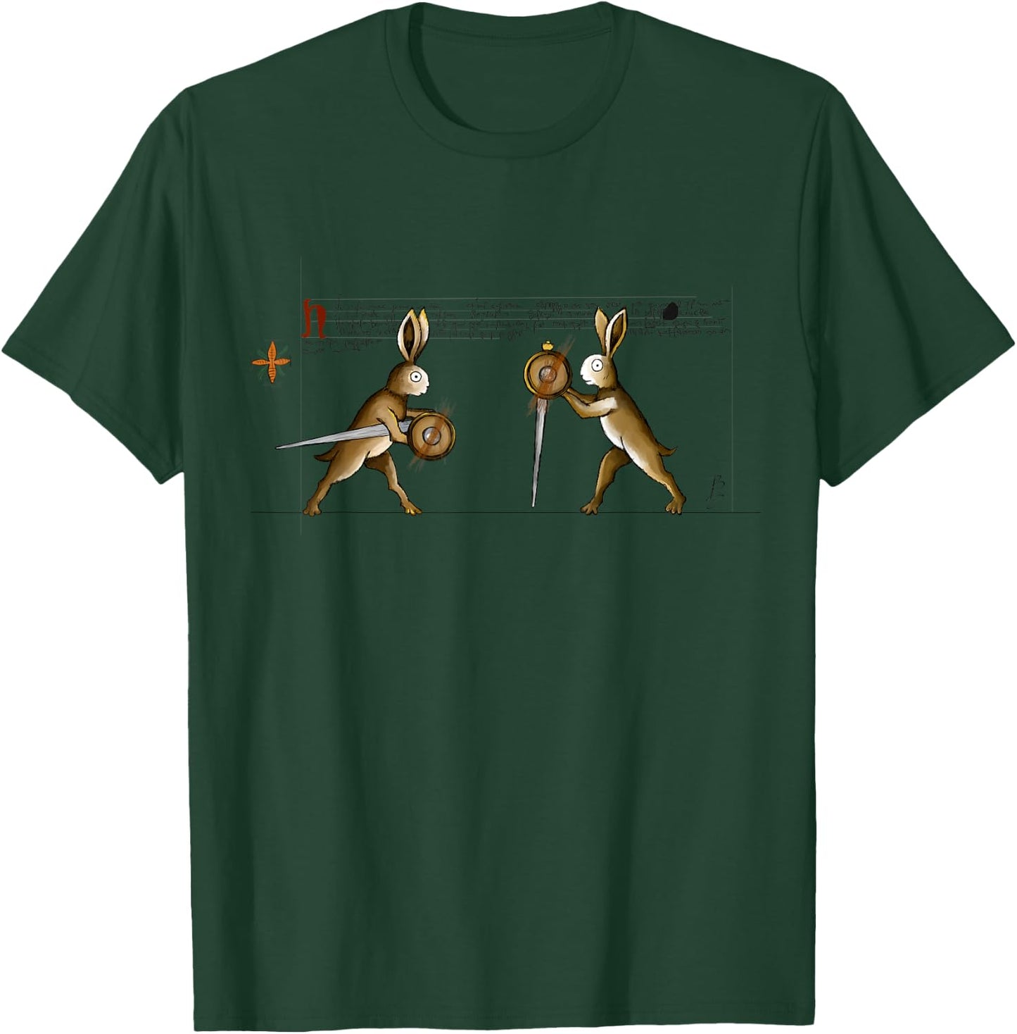 Blade and Swords Medieval Rabbit with Sword and Buckler T-Shirt - T-Shirt | Forest