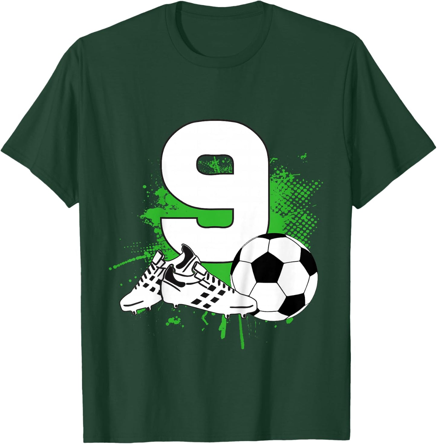 Kids 9th Birthday Boys 9 Years Soccer Football Player Birthday T-Shirt - T-Shirt | Forest