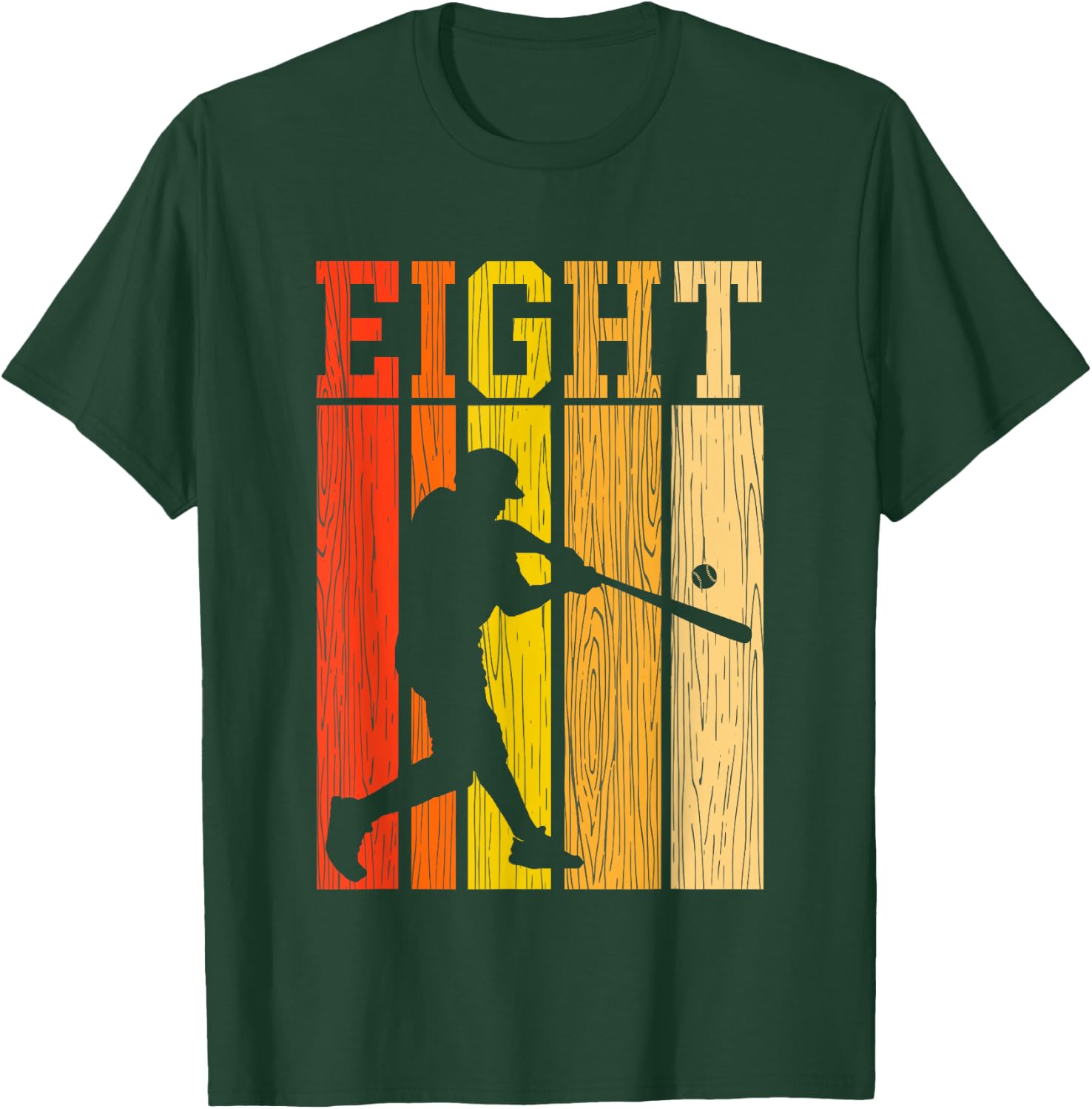 8th Birthday Gift Eight Vintage Baseball Birthday 8 Year Old T-Shirt - T-Shirt | Forest