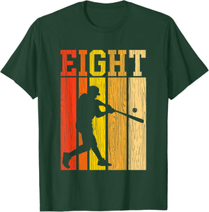 8th Birthday Gift Eight Vintage Baseball Birthday 8 Year Old T-Shirt - T-Shirt | Forest
