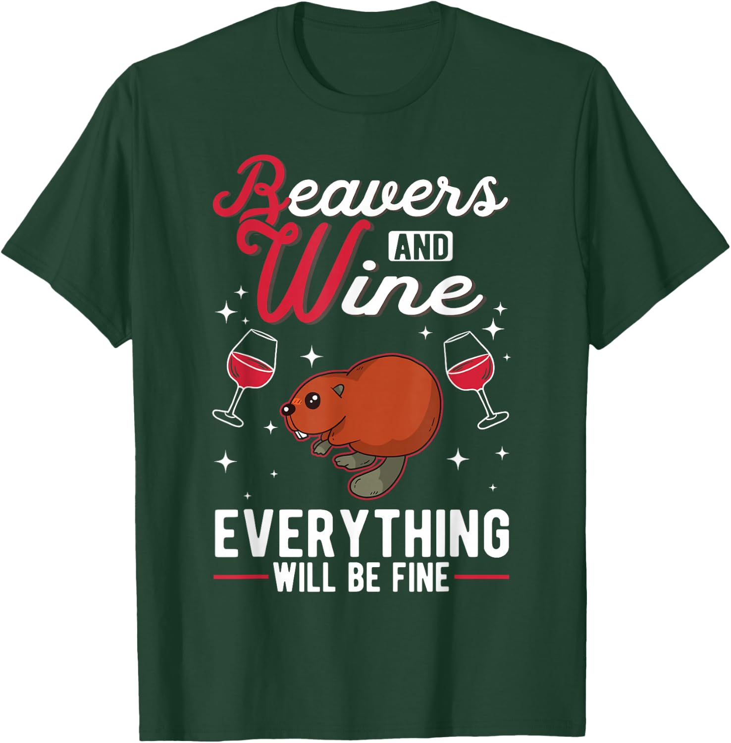 Beaver and wine beaver dam beaver T-Shirt - T-Shirt | Forest