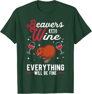 Beaver and wine beaver dam beaver T-Shirt - T-Shirt | Forest
